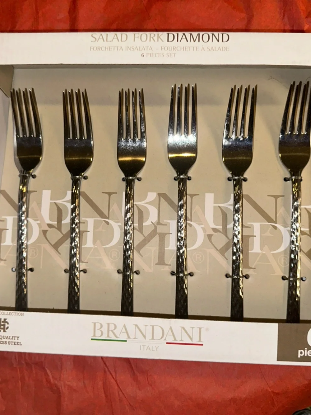 Hammered Salad Forks - Polished Silver (6-Piece Set)